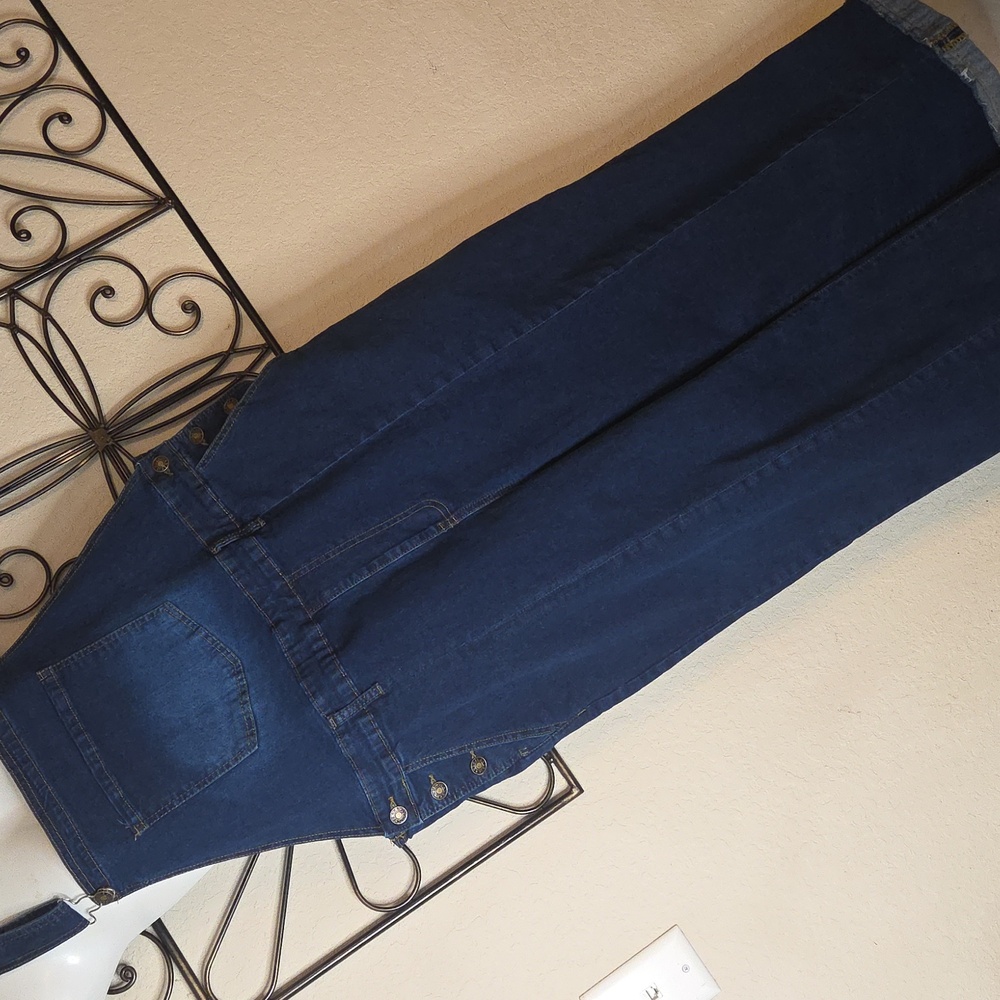 Womens Denim Overalls ~ Stretchy Loose Fit ~ Wide Leg Sz 2XL